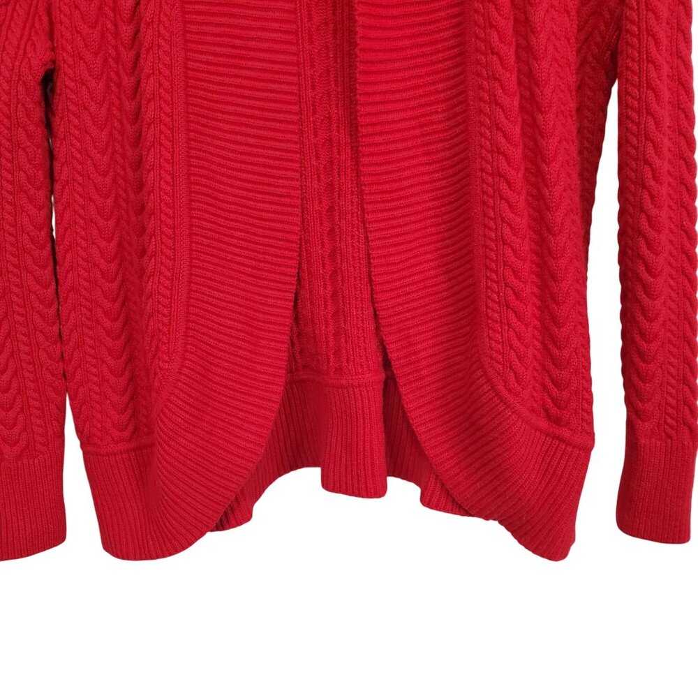 Talbots Petite Sz 1X Cardigan Cable Knit Open Front Lambswool Blend Sweater Cozy - Picture 6 of 11